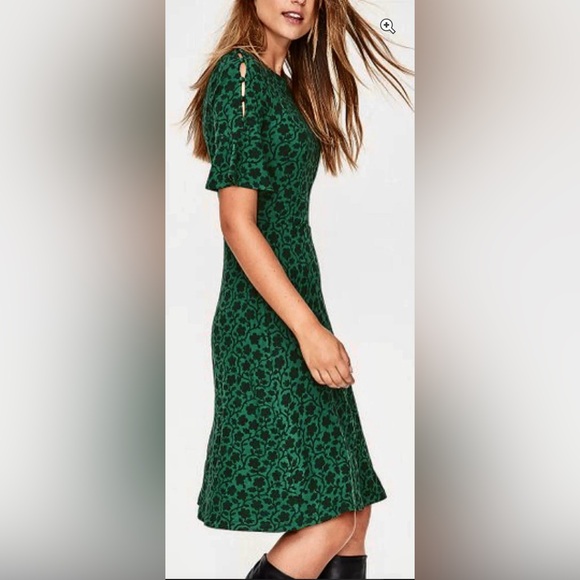 Boden 1/2 sleeve Alexis Jersey Dress in Green Enchanted Vine ZP1 - Picture 5 of 11